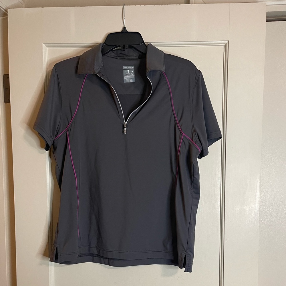 Womens golf polo. Gray. Page & Tuttle size large